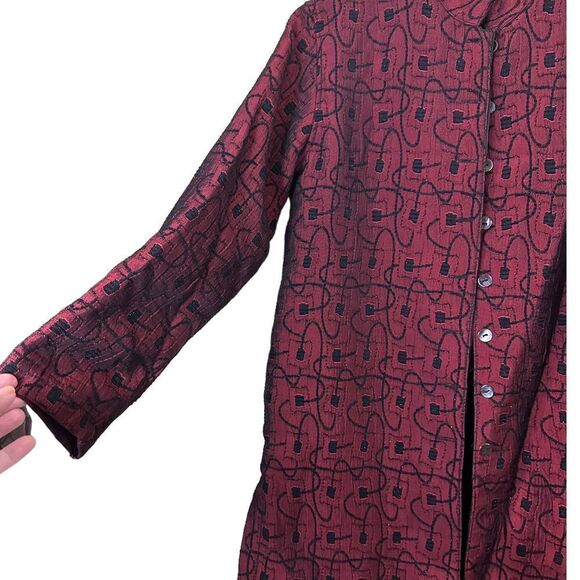 Vintage Chico's Design Red-Black Button Down Coat - Picture 3 of 12